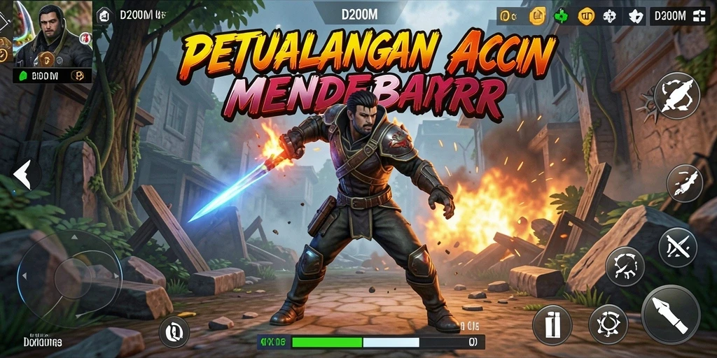 Tangkapan layar dari gameplay D200M menampilkan aksi pertempuran yang mendebarkan.