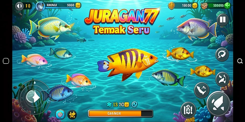 Screenshot gameplay <strong>JURAGAN77</strong> menampilkan aksi menembak ikan yang seru.