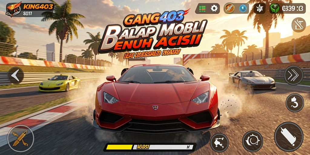 Screenshot gameplay KING403 yang menampilkan aksi balap seru.