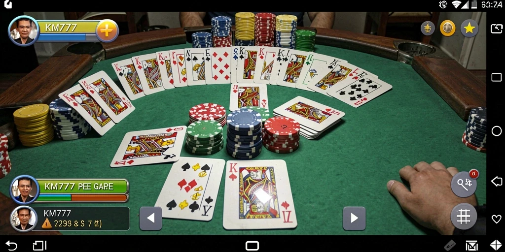 Screenshot gameplay KM777 menunjukkan keseruan bermain Gaple dengan teman.
