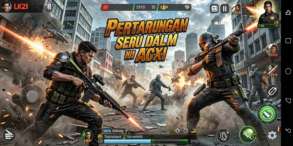 Tampilan seru gameplay LK21 dengan aksi mendebarkan.