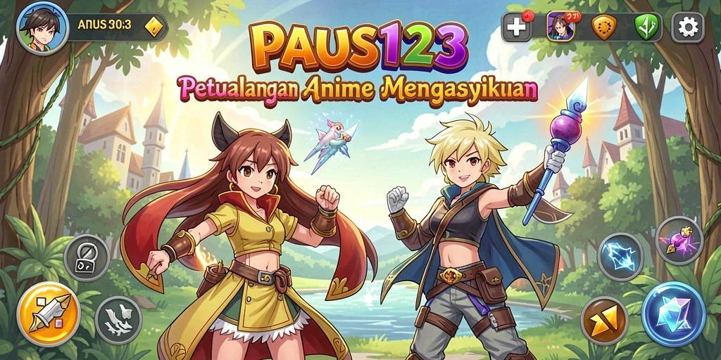 Tampilan gameplay PAUS123 yang penuh warna dan dinamis.