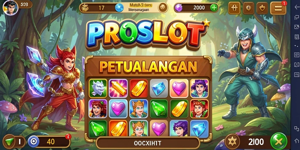 Tampilan menarik dari gameplay PROSLOT Match-3 yang menantang.