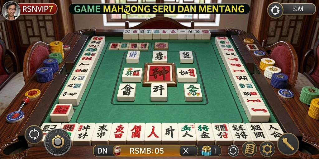 Tampilan permainan RSNVIP7 dengan desain papan Mahjong yang menarik.