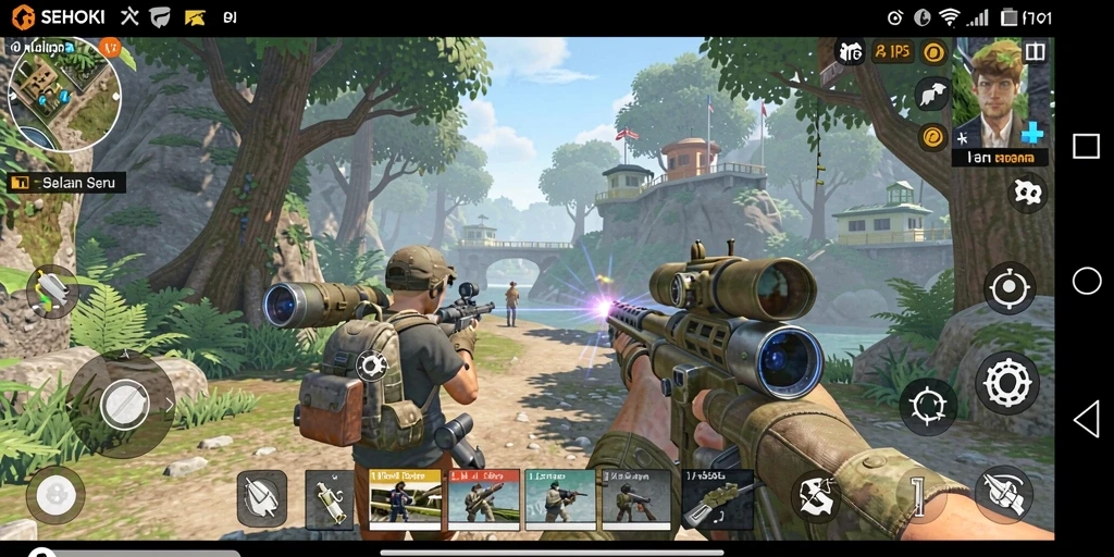 Tampilan seru dari gameplay SEHOKI dalam aksi TPS.