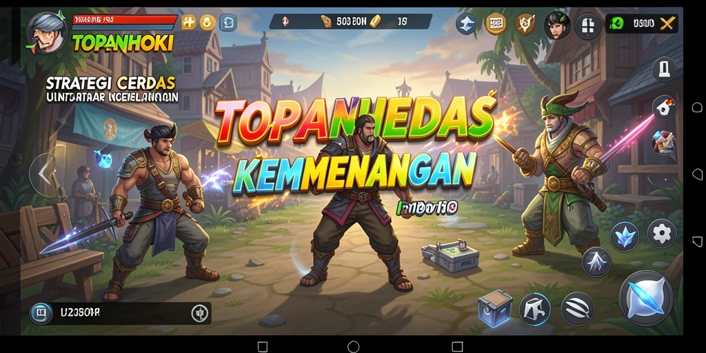 Screenshot menunjukkan pertempuran strategi yang mendebarkan di TOPANHOKI.